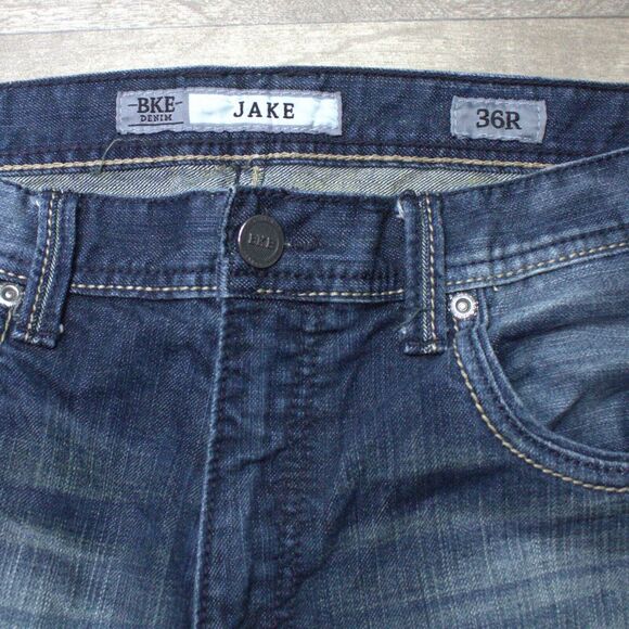 BKE Jake 36R Distressed Whiskered Denim Med Wash Jeans 36 - Picture 3 of 6